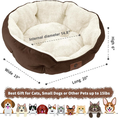 Cozy & Durable 20" Small Dog and Cat Bed - Extra Soft, Machine Washable, Anti-Slip, Water-Resistant - Perfect for Puppies and Kittens